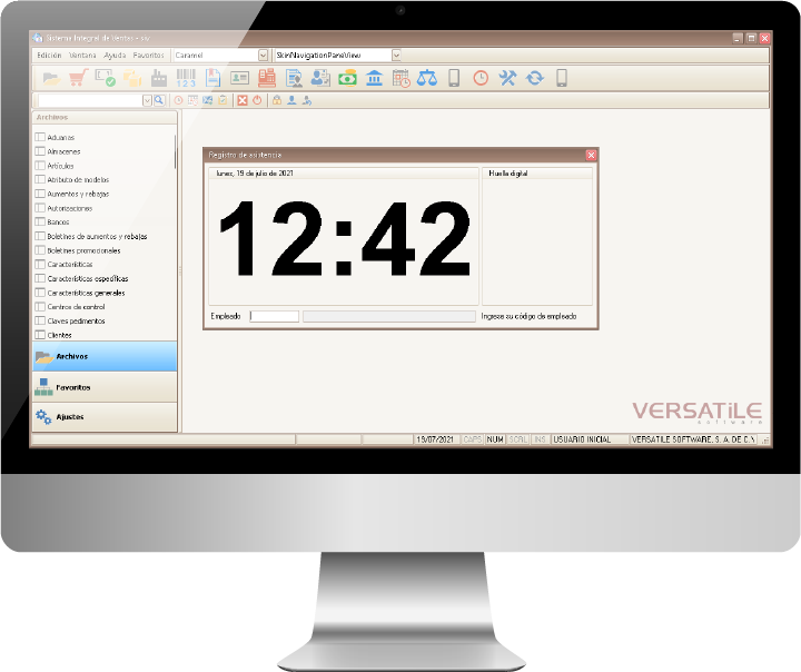 Pantalla de Control de asistencia